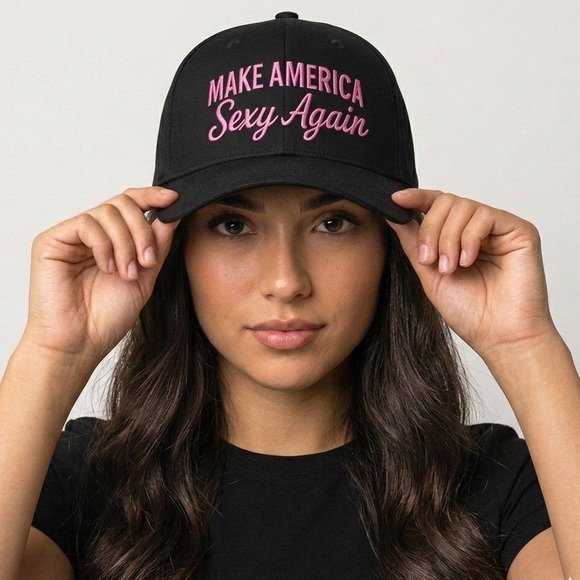 5stardesigns Accessories - Make America Sexy Again Hat Pink Embroidered Black Mesh Baseball Cap Cute Trendy